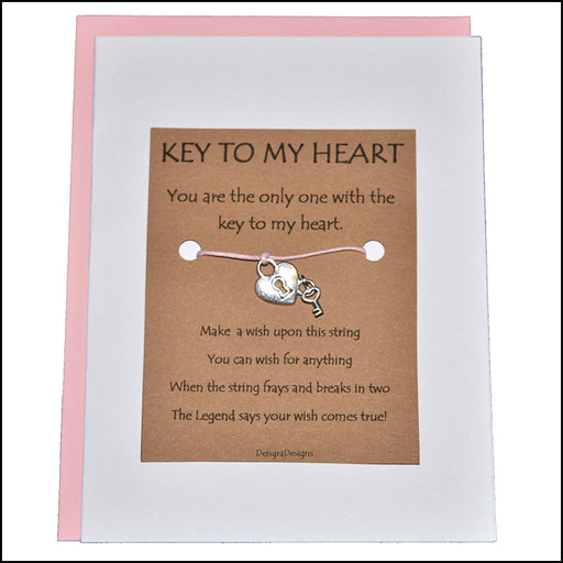 An image of a(n) Key to My Heart with Heart Lock and Key Charm Charmed Greetingl.