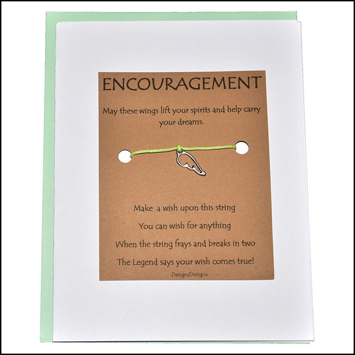 An image of a(n) Encouragement with Wing Charm Charmed Greetingl.