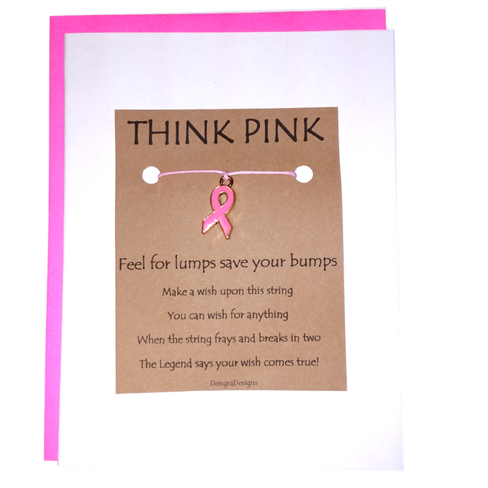 An image of a(n) Think Pink Breast Cancer Awareness Charmed Greetingl.