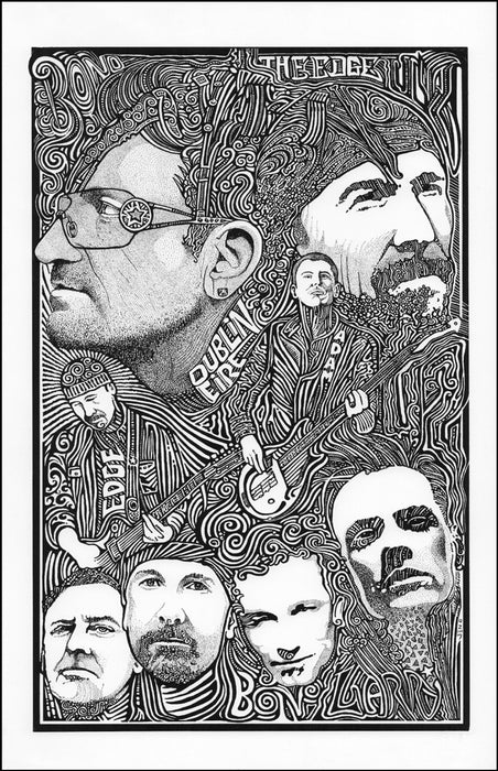 An image of a(n) U2 Letterpress Posterography Art Print.