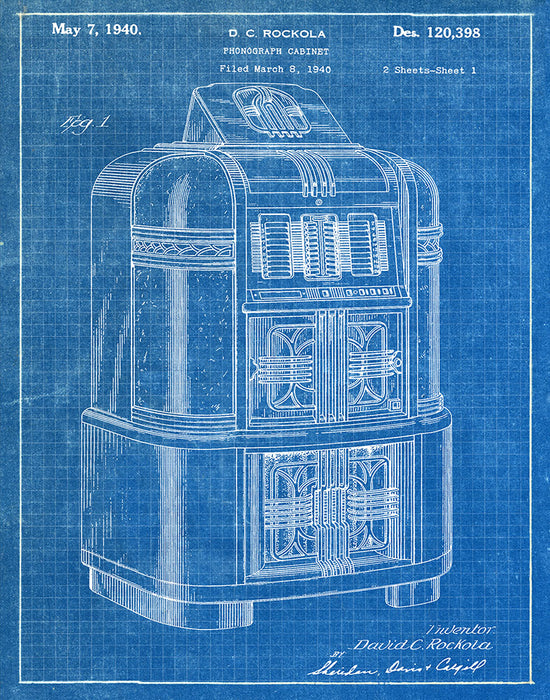 An image of a(n) Rockola 1940 - Patent Art Print - Blueprint.