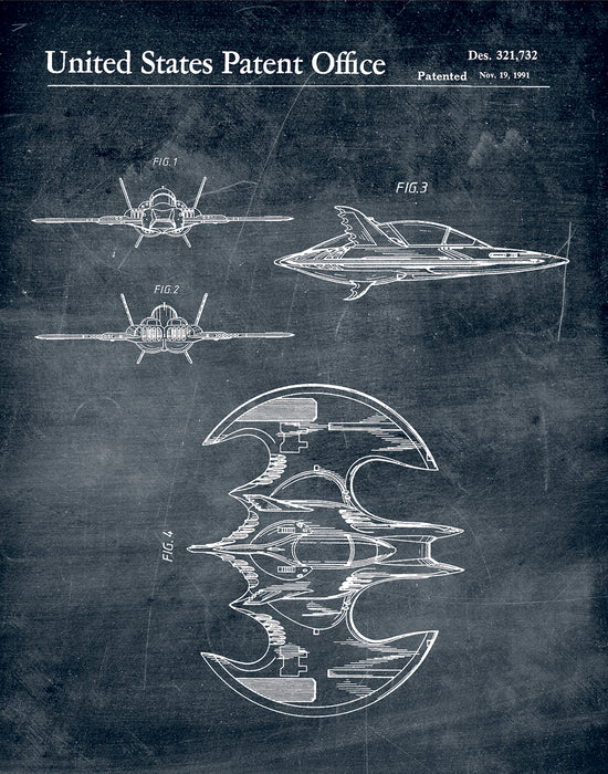 An image of a(n) Batwing 1991 - Patent Art Print - Chalkboard.