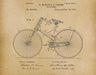 An image of a(n) Velocipede Bicycle 1890 - Patent Art Print - Parchment.