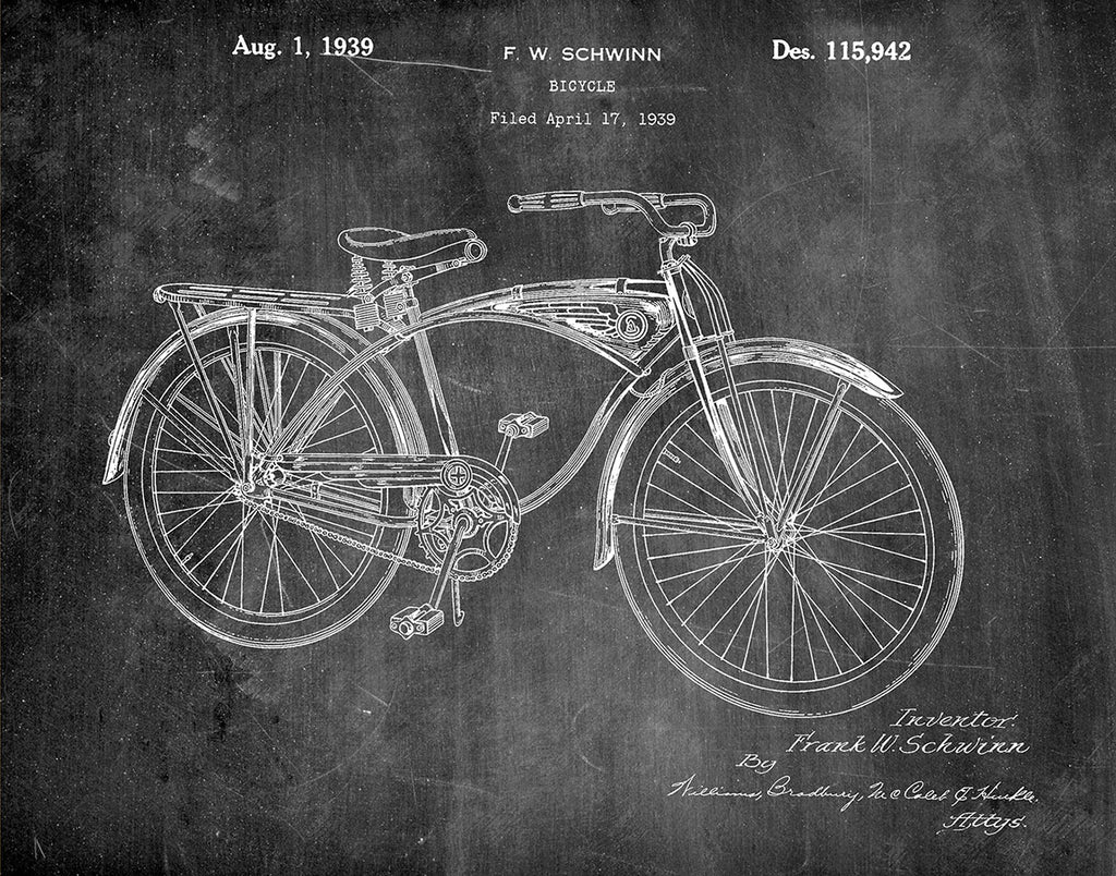 Schwinn Bicycle 1939 - Patent Art Print