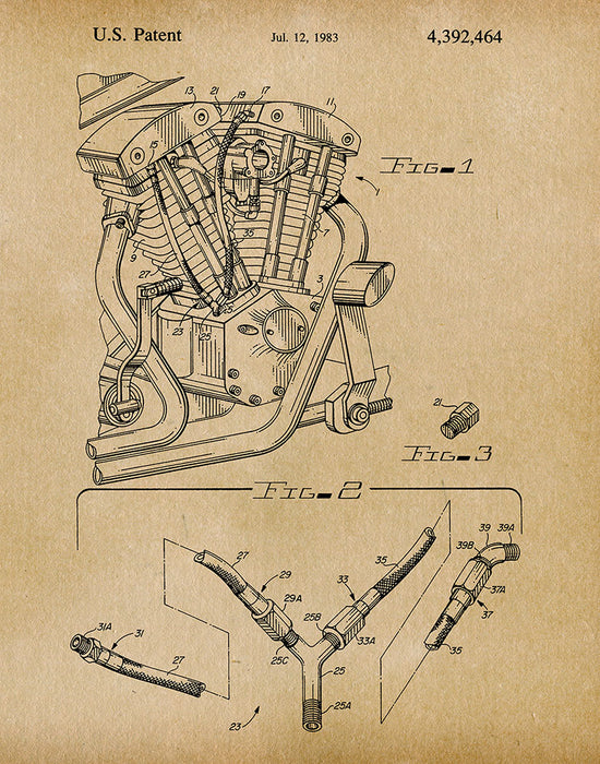 An image of a(n) Harley Cylinder Head 1983 - Patent Art Print - Parchment.
