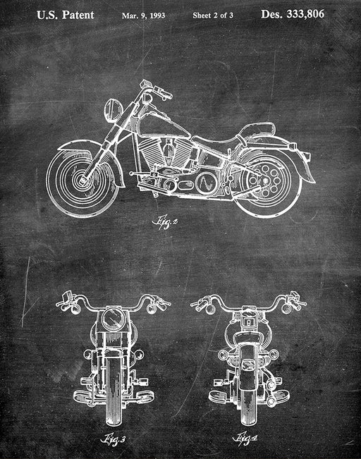 An image of a(n) Harley Davidson Motorcycle 1993 - Patent Art Print - Chalkboard.