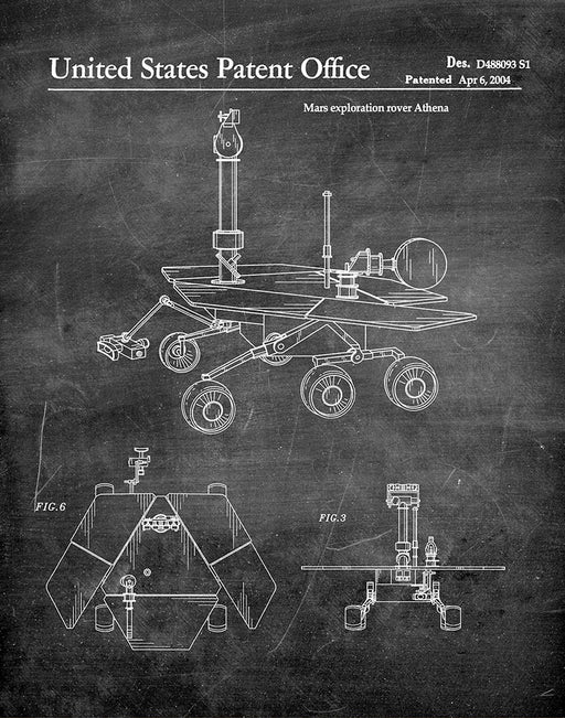 An image of a(n) Mars Rover 2004 - Patent Art Print - Chalkboard.