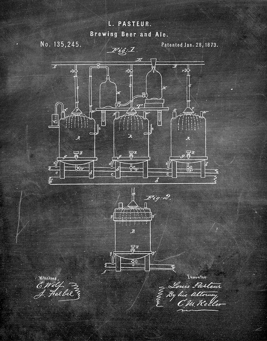 An image of a(n) Brewing Beer 1873 - Patent Art Print - Chalkboard.