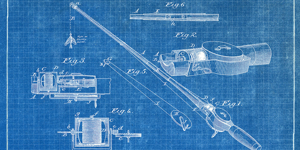 Fishing Tackle 1884 - Patent Art Print - Blueprint — Fresh Prints of CT