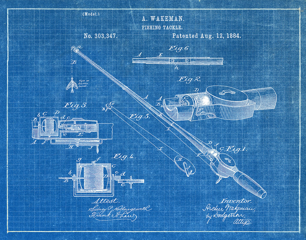 Fishing Tackle 1884 - Patent Art Print - Blueprint