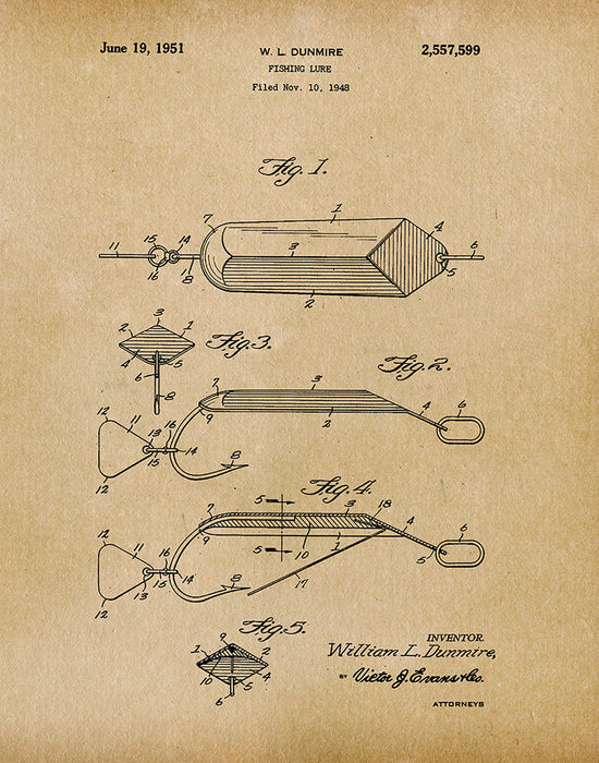 are fishing lures patented Fishing Lure 1951 - Patent Art Print