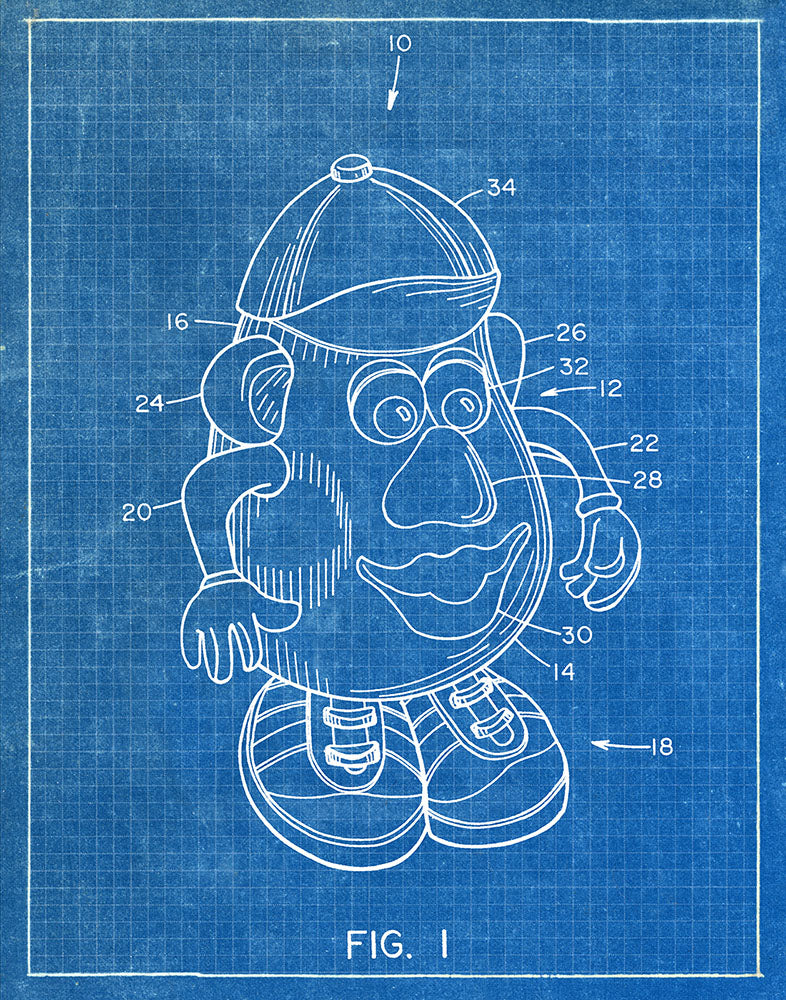 Mr. Potato Head - Patent Art Print - Blueprint — Fresh Prints of CT