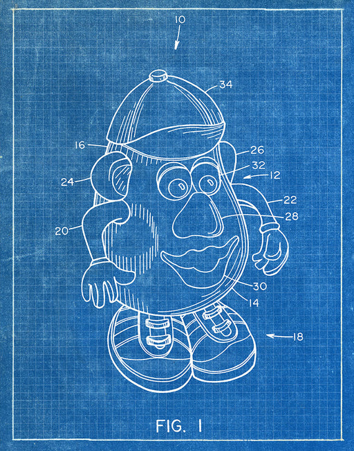 An image of a(n) Mr. Potato Head - Patent Art Print - Blueprint.