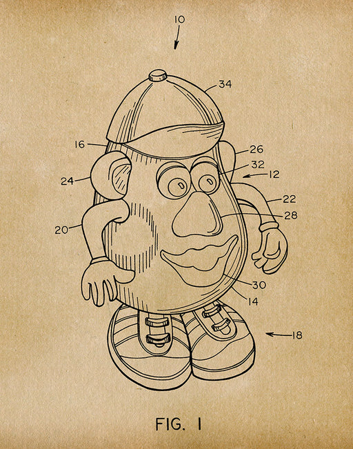 An image of a(n) Mr. Potato Head - Patent Art Print - Parchment.