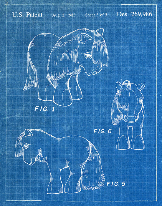 An image of a(n) My Little Pony 1983 - Patent Art Print - Blueprint.