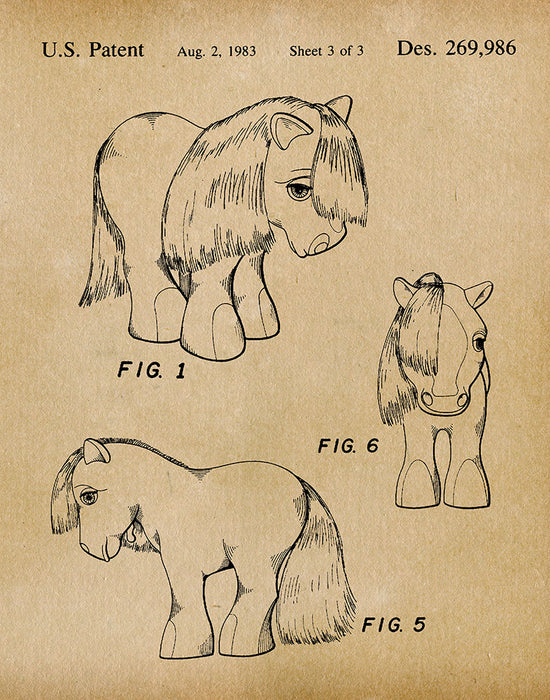 An image of a(n) My Little Pony 1983 - Patent Art Print - Parchment.