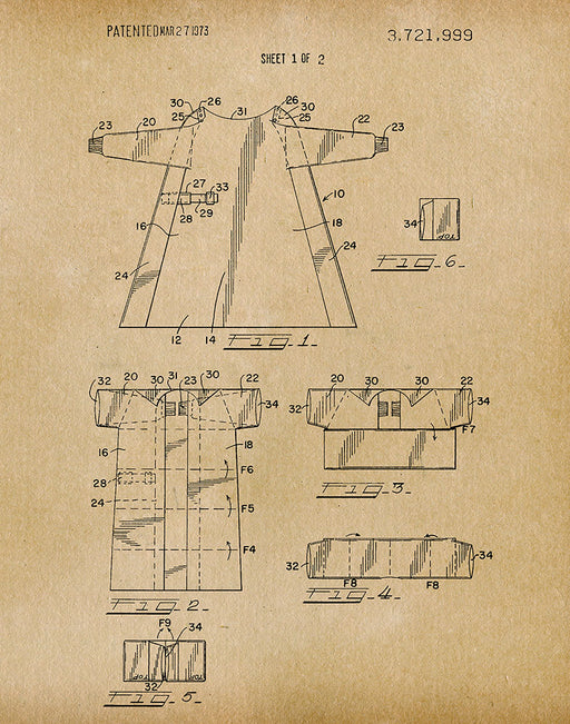 An image of a(n) Medical Coat 1973 - Patent Art Print - Parchment.