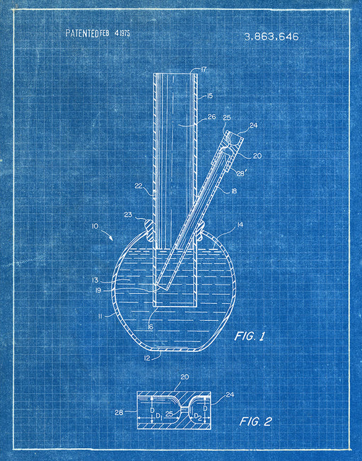 An image of a(n) Water Pipe 1975 - Patent Art Print - Blueprint.