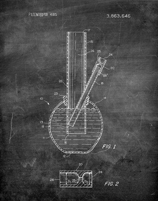 An image of a(n) Water Pipe 1975 - Patent Art Print - Chalkboard.