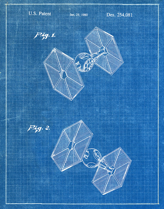 An image of a(n) TIE Fighter 1980 - Patent Art Print - Blueprint.