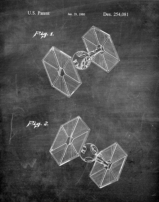 An image of a(n) TIE Fighter 1980 - Patent Art Print - Chalkboard.