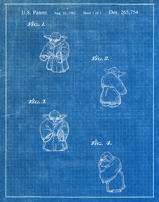 An image of a(n) Yoda 1982 - Patent Art Print - Blueprint.