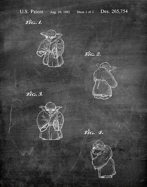 An image of a(n) Yoda 1982 - Patent Art Print - Chalkboard.