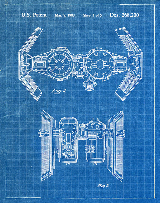 An image of a(n) TIE Bomber 1983 - Patent Art Print - Blueprint.