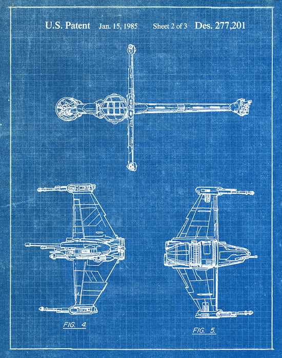 An image of a(n) B Wing 1985 - Patent Art Print - Blueprint.