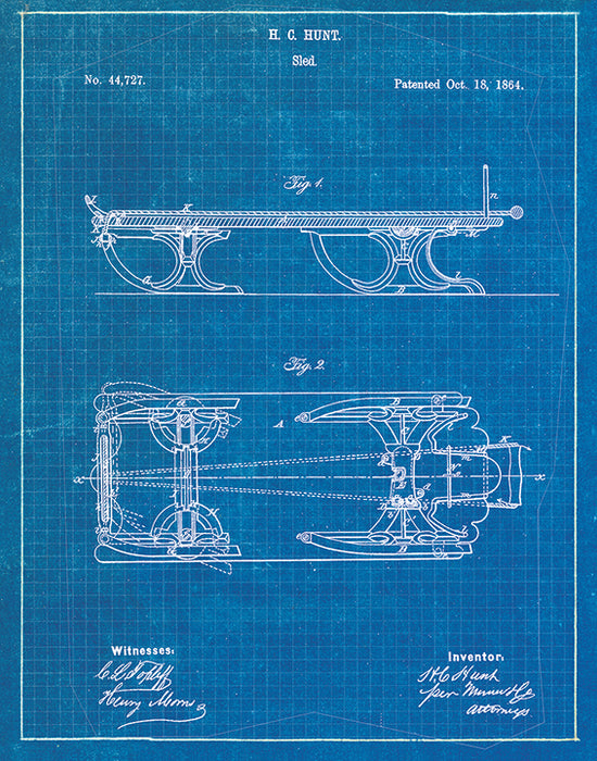 An image of a(n) Sled Patent Art Print Blueprint.
