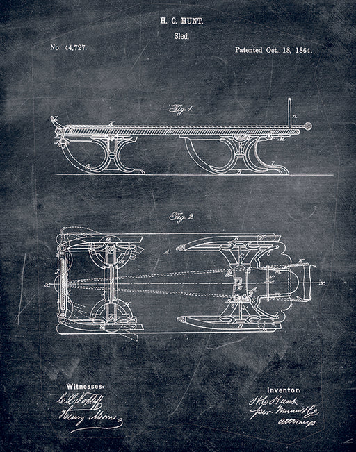 An image of a(n) Sled Patent Art Print Chalkboard.