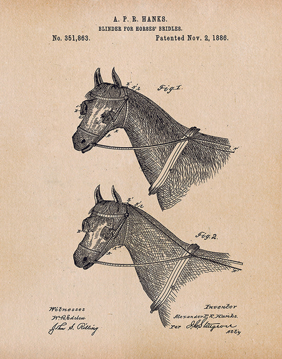 An image of a(n) Blinders Patent Art Print Parchment.