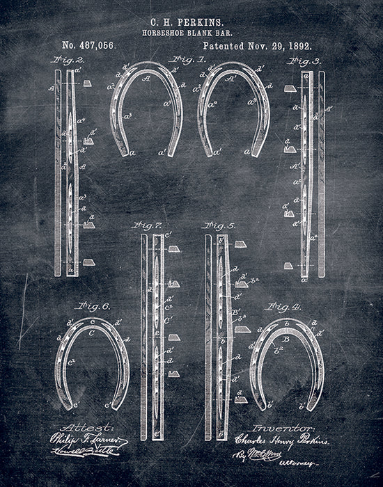 An image of a(n) Horseshoe Patent Art Print Chalkboard.