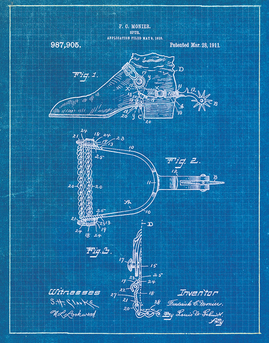 An image of a(n) Spur Patent Art Print Blueprint.