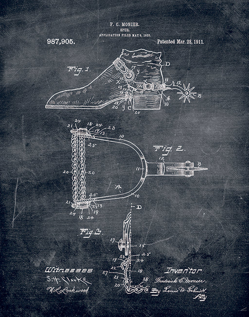 An image of a(n) Spur Patent Art Print Chalkboard.