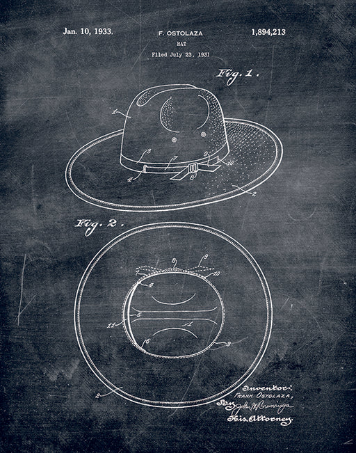 An image of a(n) Hat Patent Art Print Chalkboard.
