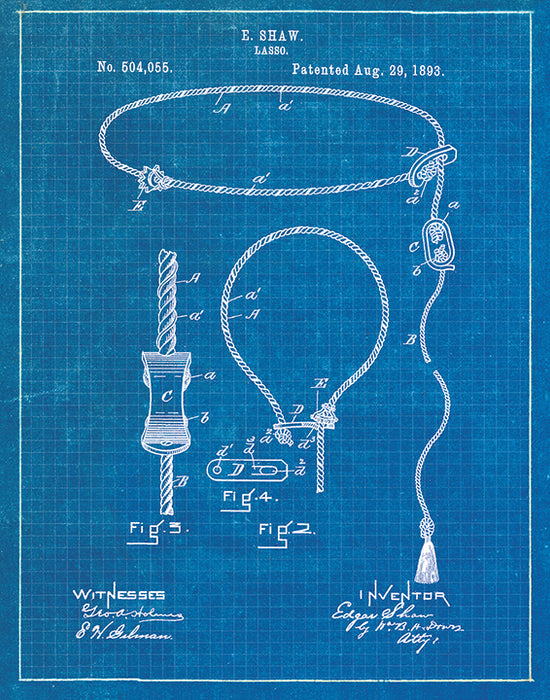 An image of a(n) Lasso Patent Art Print Blueprint.