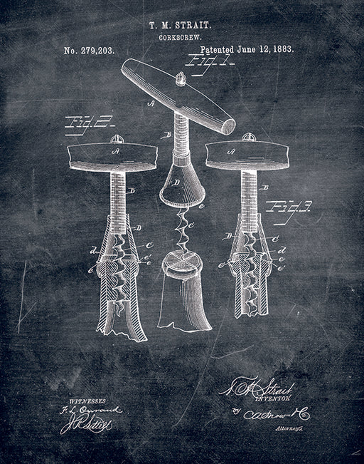 An image of a(n) Corkscrew2 Patent Art Print Chalkboard.