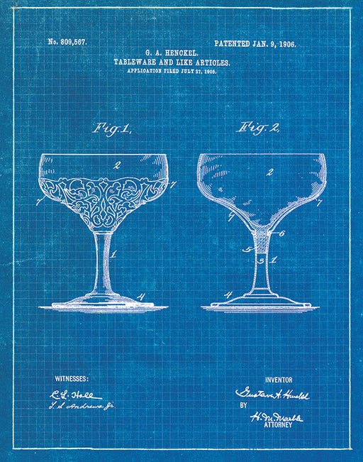An image of a(n) Glass Patent Art Print Blueprint.