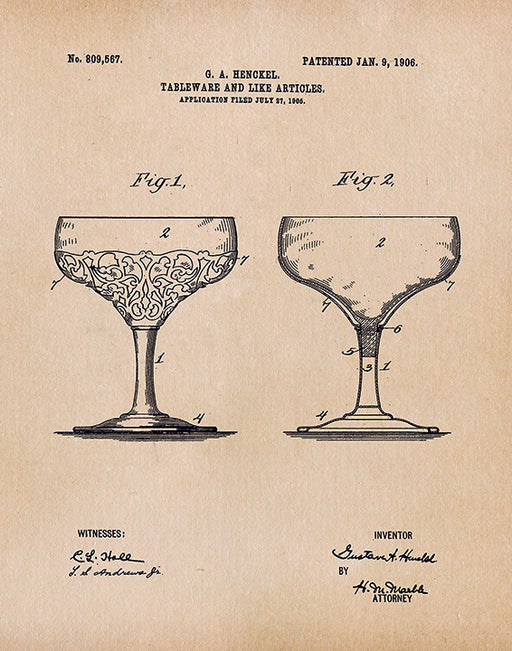 An image of a(n) Glass Patent Art Print Parchment.