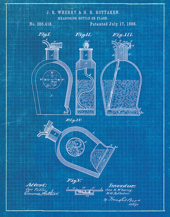 An image of a(n) Bottle Patent Art Print Blueprint.
