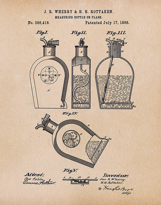 An image of a(n) Bottle Patent Art Print Parchment.