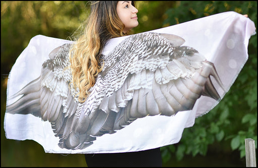 An image of a(n) Grey and White Spotted Wing Span - Scarf.