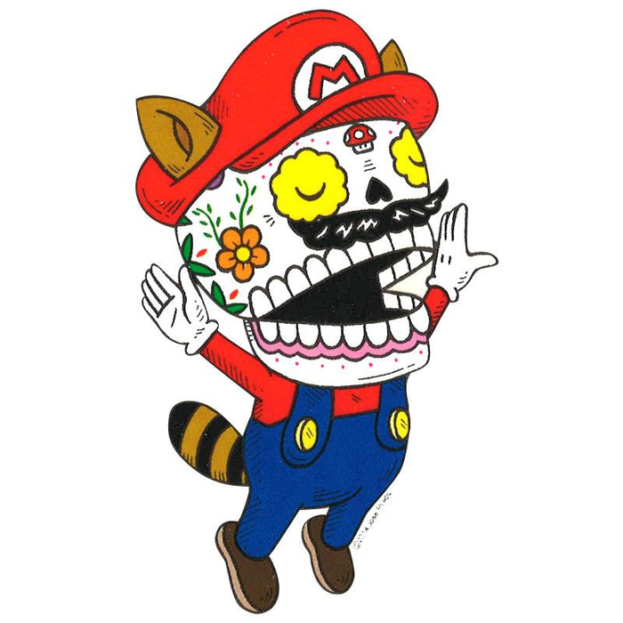 Mario Raccoon - Day of the Dead Stickers