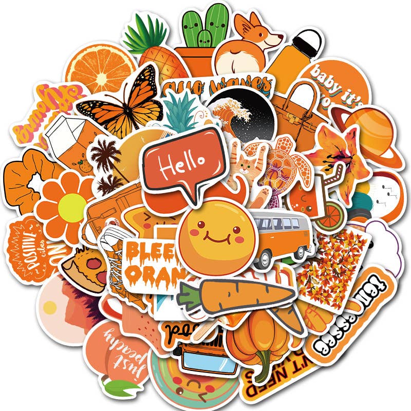 50 Orange-Themed Stickers (Glossy) — Fresh Prints of CT