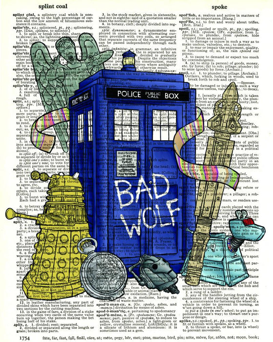 Dr Who Grafitti Tardis - Dictionary Art Print