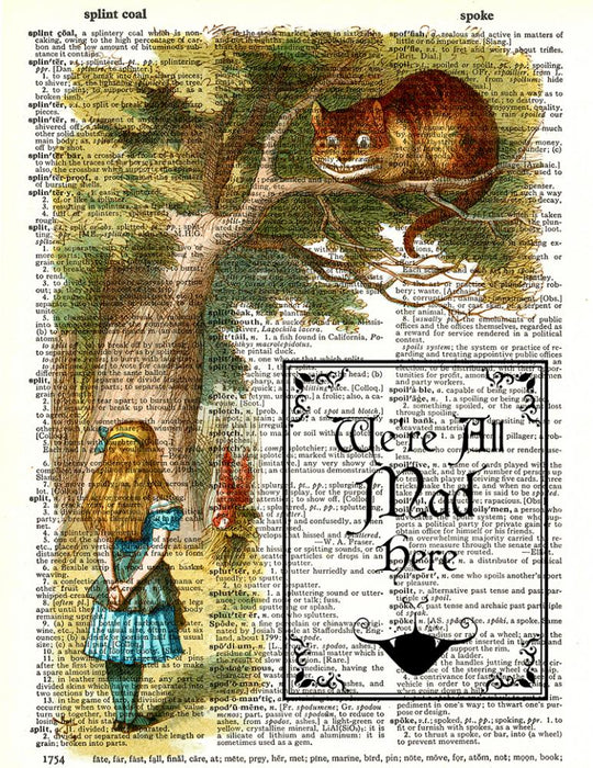 We're All Mad Here - Color - Dictionary Art Print