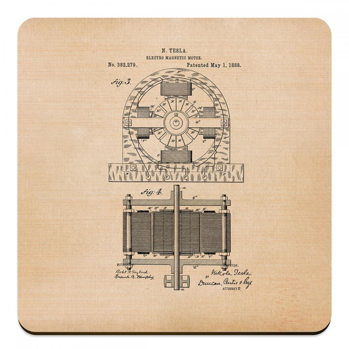 Electro Magnetic Motor Tesla 1888 - Novelty Coasters