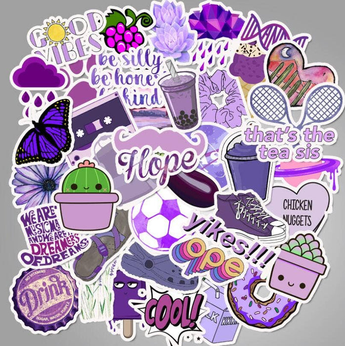 50 Purple-Themed Stickers (Glossy)